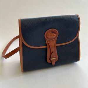 Vintage Dooney & Bourke Black Tan All Weather Leather Purse Shoulder Bag